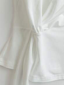 Franclia 女士优雅扭纹设计纯色短袖休闲 T 恤