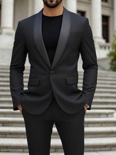 Manfinity Bizformal Conjunto de traje de negocios y commuter para hombre (chaqueta y pantalones)