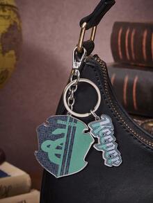 HARRY POTTER X SHEIN 1pc 20mm Cartoon & Letter Pattern Fashion Metal Keychain - Green - View 4