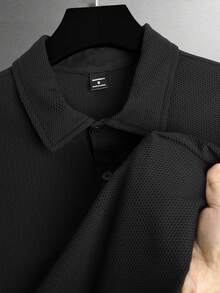 Manfinity Homme Manfinity Men's Basic Solid Color Short Sleeve Polo Shirt,Black Summer Casual Commute Golf Polo For Men,Business Performance Sportswear Clothes - Black - View 1
