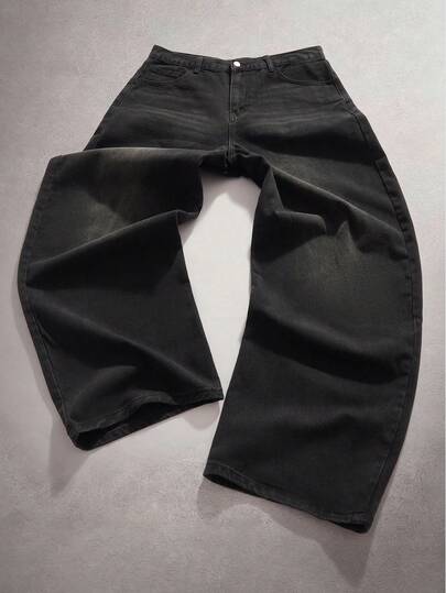 StoneGrade 男式做旧纯色牛仔裤