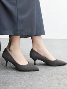 CUCCOO BIZCHIC Zapatos de tacón de punta elegantes para mujeres para ir al trabajo - Gris - Ver 4