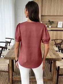 SHEIN LUNE Áo cánh tay ngắn rộng rãi, cổ chữ V in hoa dành cho nữ - Nhiều màu - Xem 2