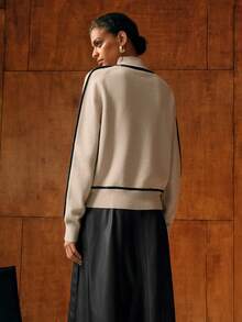 MOTF PREMIUM JERSEY CON CUELLO ALTO DE LANA Y RIBETE DE CONTRASTE - Caqui - Ver 7