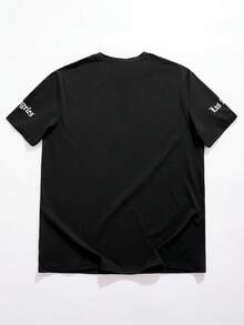 StoneGrade Men's Casual Letter Graphic Round Neck Short Sleeve T-Shirt, Summer T Shirt Los Angeles - Black - View 5