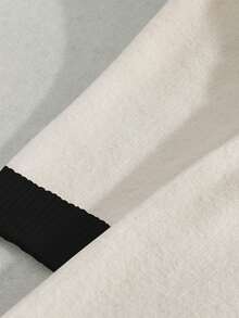 Franclia 女士杏色和黑色拼接圆领纽扣腰带长款针织毛衣连衣裙 - 彩色 - 查看 5