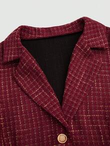 Sweetra Plus Size Retro Fitted High-End Blazer & Strapless Dress 2 Pieces Set