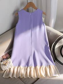 少女时尚可爱珍珠蝴蝶结无袖连衣裙 - 彩色 - 查看 2