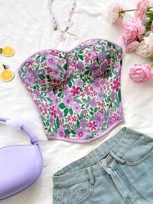 Soleia Vestimenta casual de vacaciones para mujer, atuendo de invitada a boda en la playa, regreso a la escuela, brunch, graduación, Día de San Patricio, vacaciones de primavera, Pascua, festival de música, elegante, bohemio, tropical, sin tirantes, hombros abiertos, dobladillo con nudo, contraste de color, top bandeau con mariposa y espalda descubierta