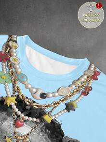 PAVTROS Áo thun nam họa tiết che mặt in chân dung và khẩu hiệu, áo thun cổ tròn tay dài 2 trong 1 phong cách hiphop đường phố, quần áo nam mùa thu - Nhiều màu - Xem 3