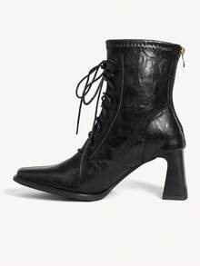 CUCCOO CHICEST 休闲系带粗跟女式踝靴 - 黑色 - 查看 9