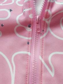 Manfinity EMRG 男士撞色印花连帽长袖卫衣，镶钻粉色拉链连帽衫，“谁在乎，赚钱就行”连帽衫，Y2K - 粉色 - 查看 4