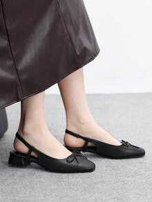 CUCCOO BIZCHIC Giày bệt mũi kín họa tiết nơ đi làm tiện dụng cho nữ - màu đen - Xem 8