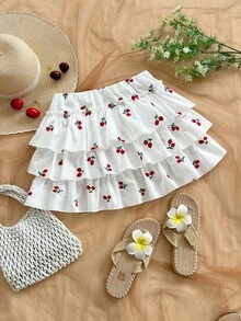 Soleia Women's Vacation White Woven Jacquard Textured Low Waist Multilayer Ruffle Hem A-Line Mini Skirt, Suitable For Party, Date, Valentine's Day, Holiday, Easter, Carnival, Chinese New Year, Beach Cruise, City Vacation, Wedding Season, Afternoon Tea, Back To School/Graduation