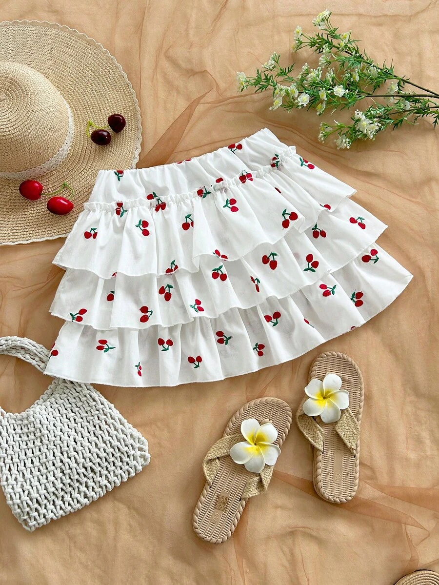 Soleia Women's Vacation White Woven Jacquard Textured Low Waist Multilayer Ruffle Hem A-Line Mini Skirt, Suitable For Party, Date, Valentine's Day, Holiday, Easter, Carnival, Chinese New Year, Beach Cruise, City Vacation, Wedding Season, Afternoon Tea, Back To School/Graduation