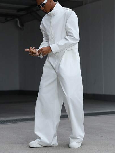 Manfinity EMRG メンズカジュアル 無地 ジップアップ 長袖 ジャンプ