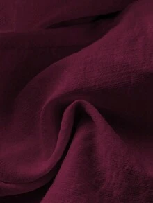 SHEIN PETITE 女士优雅度假休闲亚麻裤 - 紫色 - 查看 3