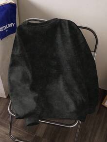 GARFIELD | SHEIN Women's Casual Everyday Commute Fashion Street Cute Cartoon Pattern Washed Drop Shoulder Loose Warm Fleece Sweatshirt, Autumn/Winter - White - View 2