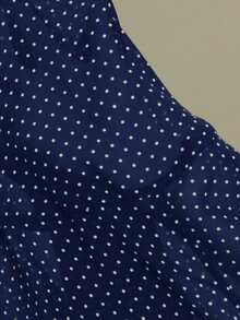Aveloria Modichic Minimalist All-Match Versatile Black & White Chiffon Polka Dot Sheer Collared Long Sleeve Blouse, Suitable For Spring & Summer - Navy Blue - View 7