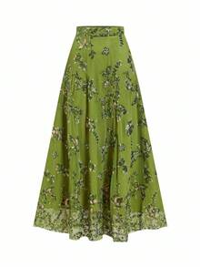 Ellevyn Chân váy dài màu xanh lá cây thêu kim tuyến lấp lánh thanh lịch dành cho nữ, thích hợp cho mùa thu, sân bay, đồng quê, trang trọng, dạ hội, đám cưới, tiệc tùng, Giáng sinh, năm mới, thường ngày, mùa xuân hè. - màu xanh lá - Xem 4