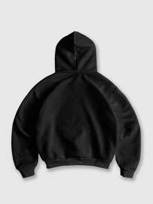ROMWE MEN Sudadera con capucha de estilo callejero casual y punk con parches, para otoño/invierno, unisex - Negro - Ver 2