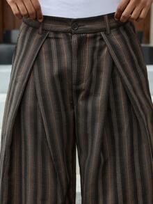 SWAVVY Men's Textured Casual Everyday Pants Pleated Pants Men Men Wide Leg Pants - Black - View 7