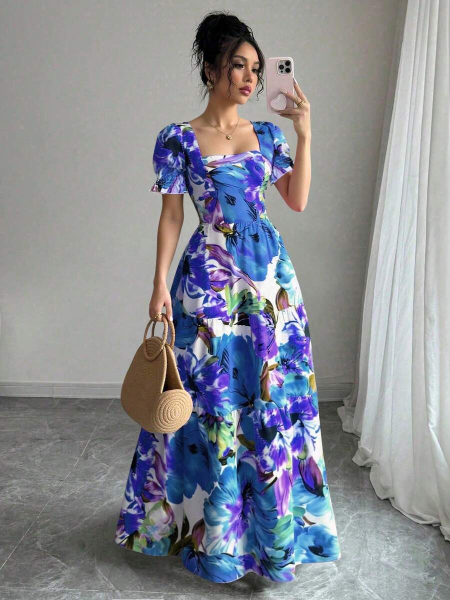 Selianne 女士优雅刺绣印花长裙 - 彩色 - 查看 1