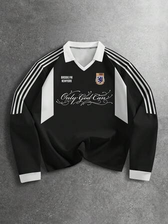 Prep Herren Poloshirt mit Kragen, Slogan Aufdruck, Lässig & Modisch