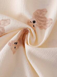 Tween Girls Pajamas-Ruffle Collar Long Sleeve Nightdress With Cute Bear Print Cream Ruffle Hem Knee Length Loose Fit Four Seasons Holiday 2026 Essential Sleepwear Loungewear Casual Vintage Sweet Gift Comfortable Everyday Bedroom Stylish Playful Princess - Apricot - View 9