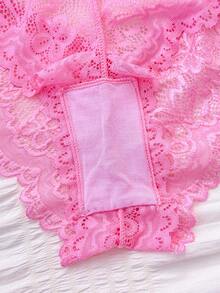 PetitDoll Women's Solid Color Minimalist Everyday Lace Lingerie Set - Pink - View 6