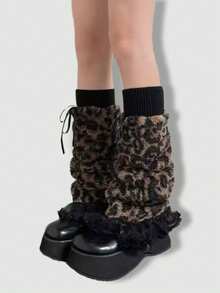 ROMWE Grunge Punk 1双豹纹时尚保暖女式腿套 - 棕色 - 查看 2