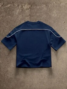 AXEPEAK 两件装男士休闲印花撞色滚边短袖T恤，时尚街头风，适合日常通勤和夏季穿着 - 彩色 - 查看 6