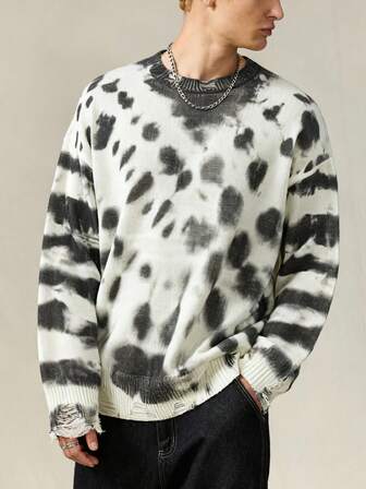 Street Life Jersey holgado de cuello en V con hombros caídos y manga larga, teñido, para otoño/invierno