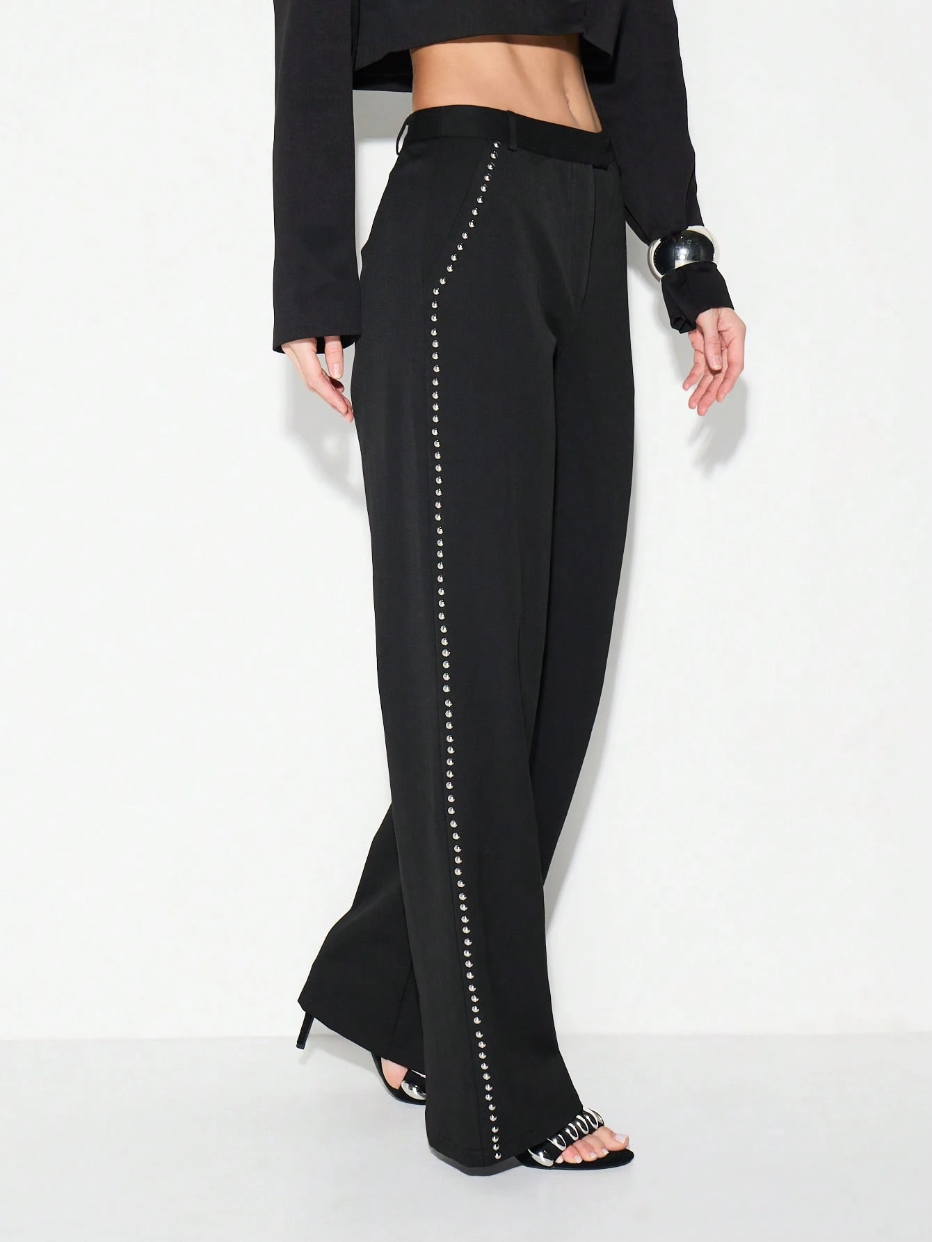 KIZN スタッドディテール付きハイウエストワイドレッグパンツ