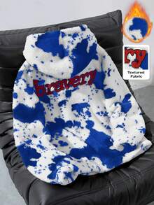 Manfinity Roghcode Men's Streetwear Tie Dye Hoodie,Double-Sided Fleece Sweatshirt,Autumn Natural Leather Texture Design,Unisex Casual Fashion Party City Break Hoodie - Blue - View 3