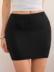 SHEIN Tall 2pcs Women's New Basic Simple Mini Skirt - Black - View 1