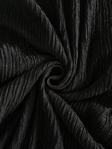 Vionelle 大码秋冬双排扣金属玫瑰装饰上衣，弹力腰带针织纹理长款休闲优雅户外、约会、派对、通勤两件套女装 - 黑色 - 查看 6