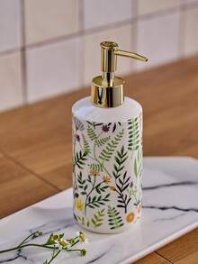 Cirelle 1 pièce Bouteille de pompe à émulsion en céramique avec motif floral - Contenant élégant et multifonctionnel pour la maison, l'hôtel et la décoration de salle de bain, cadeau de Noël idéal, apparence raffinée, surface lisse, matériau de haute qualité, premier choix pour les acheteurs de vacances - Multicolore - Voir 1