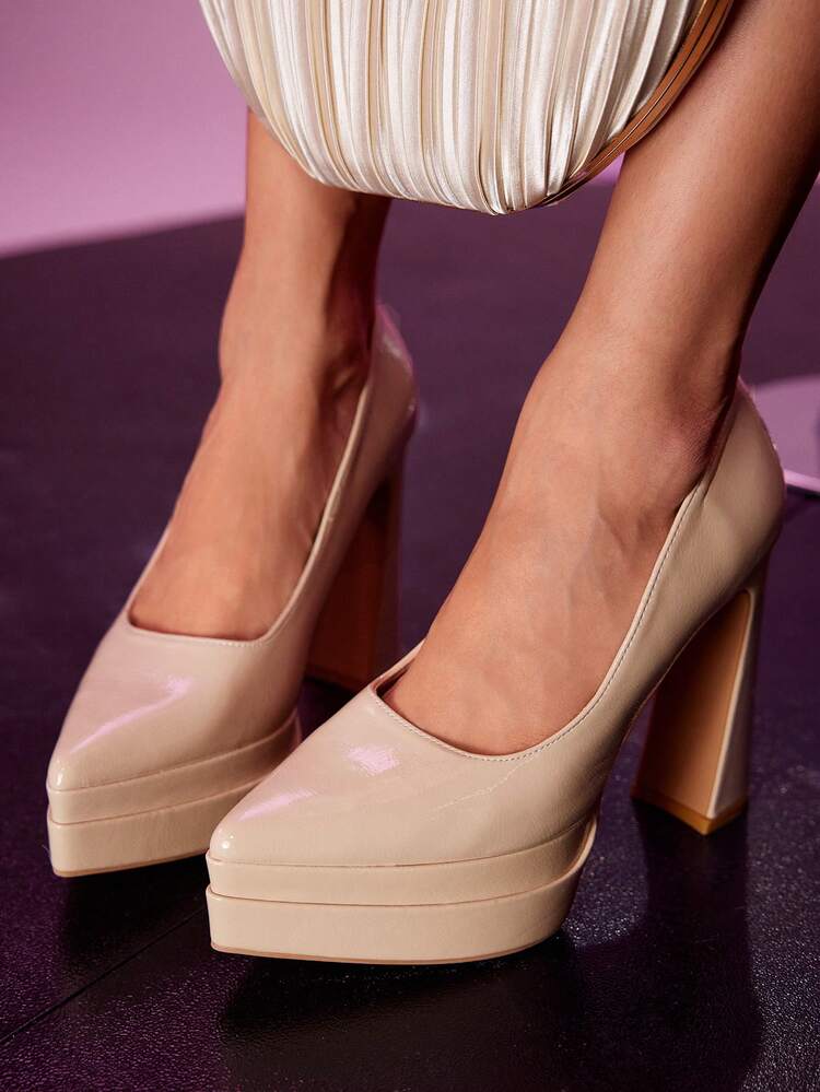 CUCCOO LuxiPop Color Satin Material Platform High Heel Pumps, Suitable For Christmas, Thanksgiving, Party, New Year Outfits