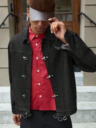 SWAVVY 男士纯色休闲长袖牛仔夹克