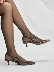 Mnmlis Damen Mode Spitze Stiletto Schnallen Riemen High Heel Pumps