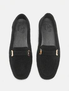 CUCCOO CURVES 女士金属装饰休闲通勤平底鞋 - 黑色 - 查看 2