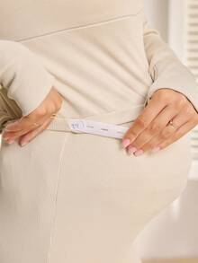 SHEIN 2 piezas Conjunto de enfermería - Top de manga larga de cuello redondo de unicolor y pantalones largos - Caqui - Ver 6