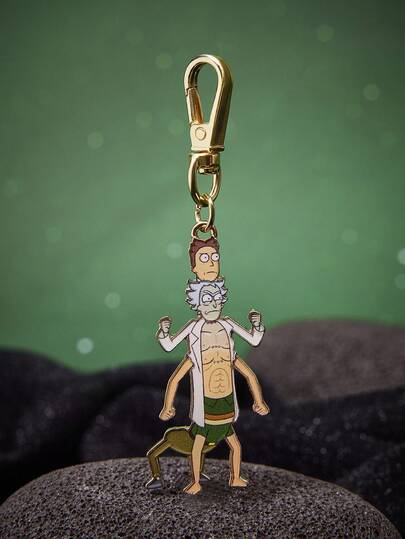 Rick and Morty X SHEIN 1pc Zinc Alloy Cartoon Series Casual Keychain, Luxury Niche Couples Accessory, Also Suitable For Bags, Parties, Concerts, Festivals