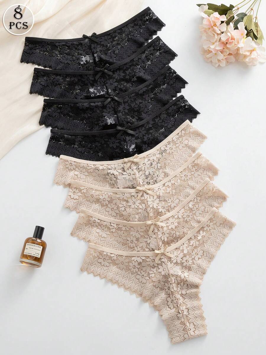 8pcs/Set Romantic Sexy Lace Women's Briefs, Multicolor - Multicolor - View 1