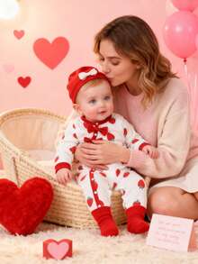 Newborn Baby Girl Clothes White And Red Strawberry Print Knit Sets,Autumn Cute Matching Family Outfits,Long-Sleeved Jumpsuit 0-6 Months 1T 2T Clothing - Multicolor - View 9
