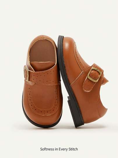 Cozy Pixies 1 双百搭绅士风镂空驼色软底平底鞋，适合幼儿男童，可用于婚礼、派对等各种场合，四季皆宜。
