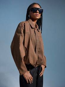 Aveloria GENKIRA Red Plaid Long Sleeve Cardigan Jacket, Vintage Chic Style, Suitable For Commuting And Weekend Outings In Spring And Autumn - Multicolor - View 3