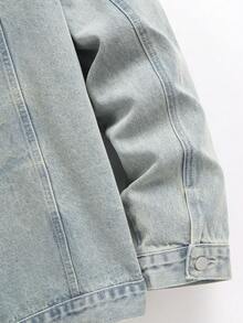 Chillumni Men's Casual Distressed Blue Denim Jacket, Street Style - Light Wash - View 6