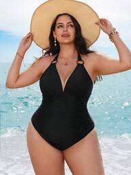 Swim Lushoire 2026 New Summer Beach Vacation Elegant Minimalist Plus Size One-Piece Swimsuit, Suitable For Beach, Vacation, Party, And Date